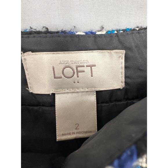 Loft Skirt Womens 2 Blue Plaid Tweed Mini Academia Preppy Grunge Capsule Boho - Picture 2 of 9